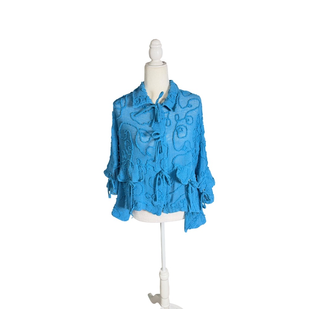 Kaktus sheer tie front statement top size L